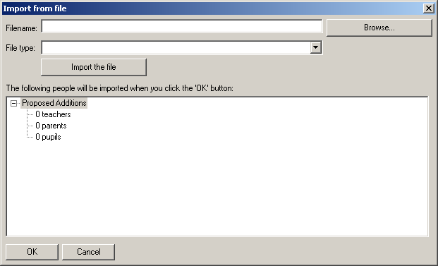 Initial import dialog