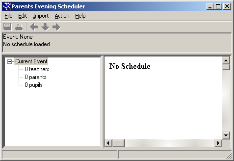 ParentEve main window with no event loaded